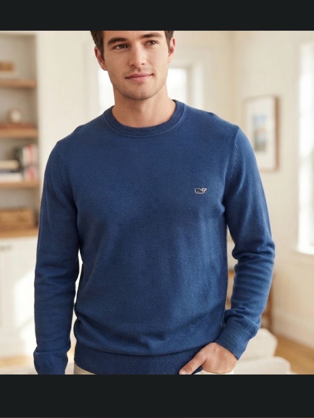 NWT $98 Vineyard Vines Garment Dyed Pullover Sweater  True Indigo sz M